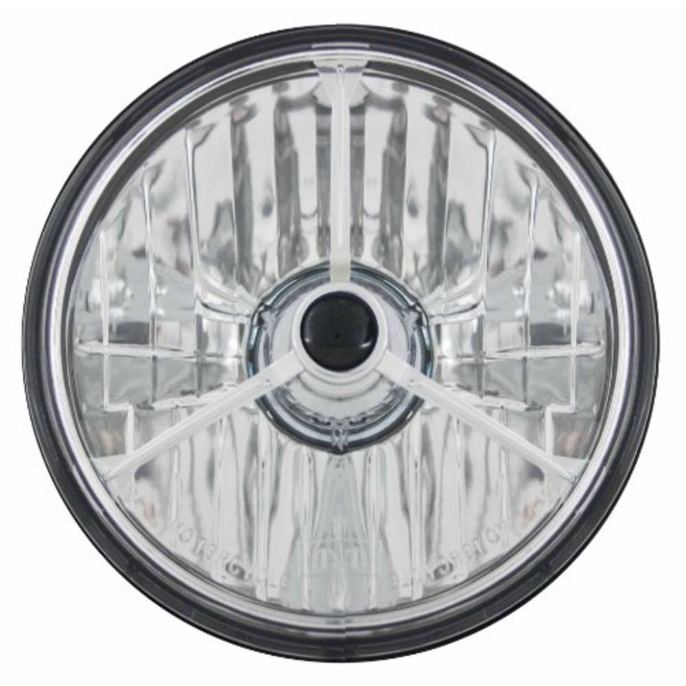 Adjure T50304 5-3/4" Diamond Cut Trillient Black Dot Tri-Bar Motorcycle Headlight with H4 Bulb