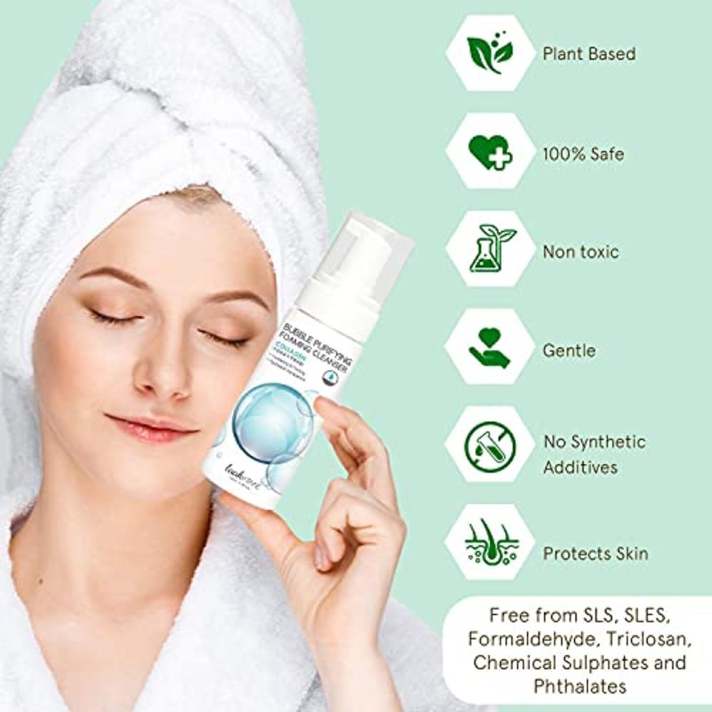 lookatme Look At Me Korean Skincare Bubble Purifying Foaming Facial Cleanser | Daily Hydrating Face Wash for all Skin Types (Collagen)