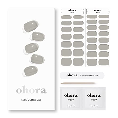 ohora Semi Cured Gel Nail Strips (N Tint Gray) - Works with Any UV Nail Lamps, Salon-Quality, Long Lasting, Easy to Apply & Remo