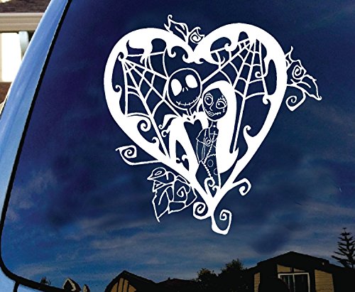 Art Stickers & Decal Jack Sally - Nightmare Before Christmas, Valentine Day Vinyl Decal Windows, Cars, Trucks, Tool Boxes, laptops and Tablets 6" Whi