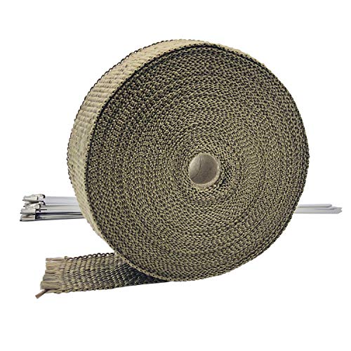 ARTR Titanium 2 Inch x 50 Feet Exhaust Header Wrap Kit with 10pcs 11.8 Inch Stainless Steel Locking Ties