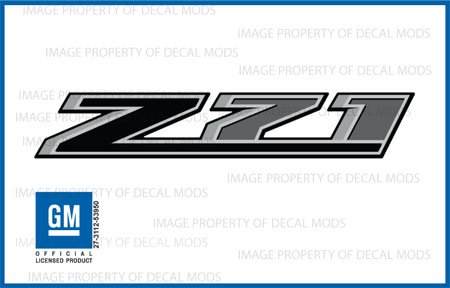 Decal Mods Z71 Truck Gray & Black Decals Stickers fits Chevy Silverado - FB (2014-2017) Bedside (Set of 2)
