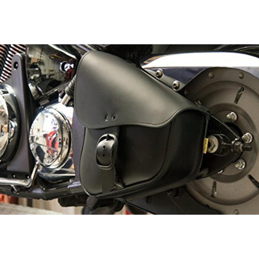 Dowco Willie & Max 59893-00 Triangulated Leather Motorcycle Swingarm Bag: Matte Black Buckle, Black, 9 Liter Capacity
