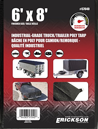 Erickson 57040 Black Industrial Grade Truck/Trailer Poly Tarp, 6 x 8, 1 Pack