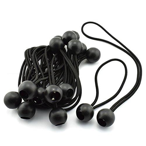 HJGarden 16pcs 12" 6" Ball Bungee Cords Black Elastic String Canopy Tarp Tie Down Straps Tent Fix Rope (8pcs 30cm + 8pcs 15cm)
