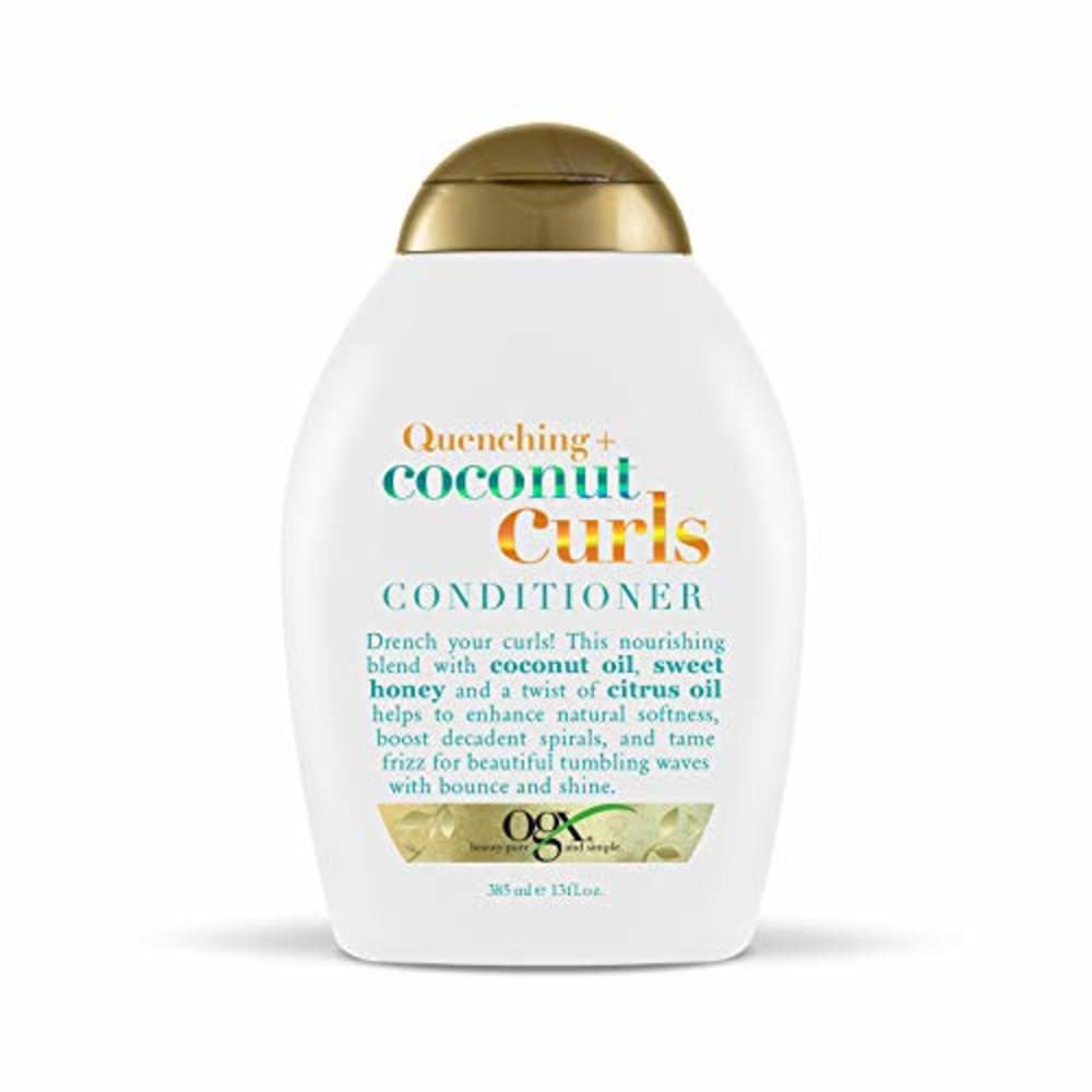 OGX Quenching + Coconut Curls Curl-Defining Conditioner, Nourishing Curly Hair Conditioner with Coconut Oil, Citrus Oil & Honey,