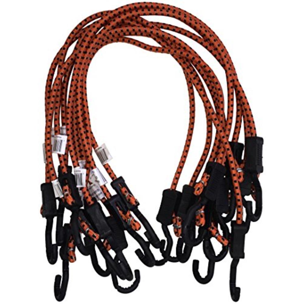 Kotap MABC-32 All- Purpose Adjustable Bungee Cords with Hooks, 32-Inch, Orange/Black, 10 Count