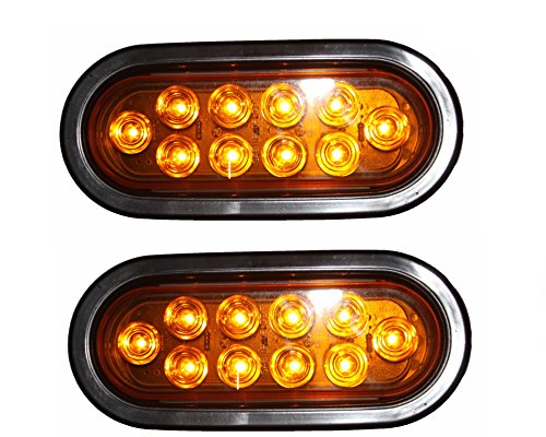 KT 2KL-35100AK Amber Oval 6" Sealed LED Turn Signal and Parking Light Kit with Light, Grommet and Plug