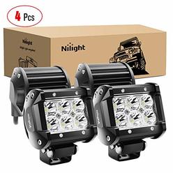 Nilight - 60001S-C LED Light Bar 4PCS 18W 1260lm Spot LED Pods Driving Fog Light Off Road Lights Bar Jeep Lamp,2 years Warranty