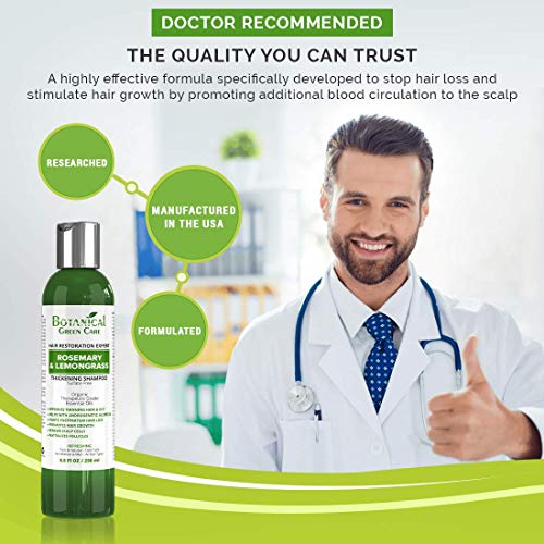 Botanical Green Care Hair Growth / Anti-Hair Loss Sulfate-Free Shampoo “Rosemary & Lemongrass”. Alopecia Prevention and DHT Blocker. Doctor Developed