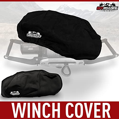 Offroading Gear Winch Cover, 8000-10000 lbs Winches, Black Neoprene for Off-Roading 4x4