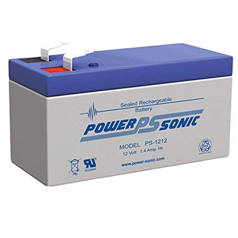 POWER SONIC Power-Sonic Rechargeable Sealed Lead Acid Battery PS-1212 12V 1.4 AH @ 20-hr. 12V 1.3 AH @ 10-hr, Gray case - Blue top (PS-1212F