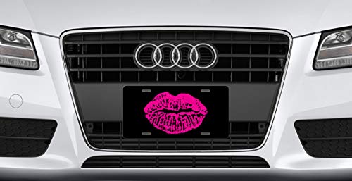 Simply Customized Hot Pink Lipstick Kiss Mark Front License Plate - Custom Car Tag - Auto Tag Vanity NPLP