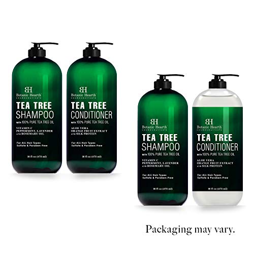Botanic Hearth Tea Tree Shampoo and Conditioner Set - with 100% Pure Tea Tree Oil, for Itchy and Dry Scalp, Sulfate Free, Parabe