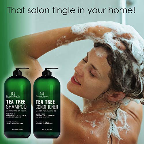 Botanic Hearth Tea Tree Shampoo and Conditioner Set - with 100% Pure Tea Tree Oil, for Itchy and Dry Scalp, Sulfate Free, Parabe