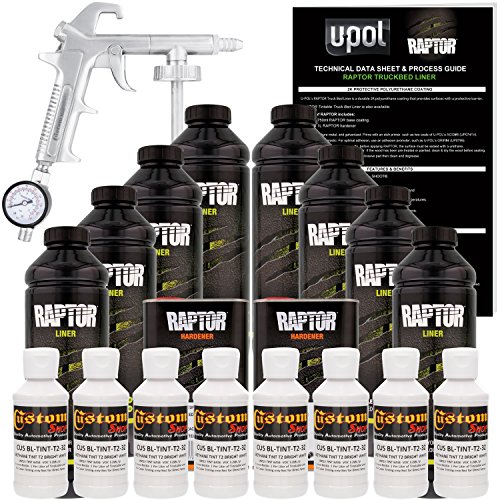 U-POL Raptor Bright White Urethane Spray-On Truck Bed Liner Kit W/Free Spray Gun, 8 Liters
