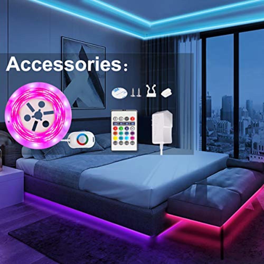 Bedst Minefelt min 653472834972 Under Bed Light, WILLED RGB Color Changing 5ft LED Strip with  Motion Activated Sensor, RF Remote Controller Timer, Power Adapter