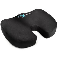 Xtreme Comforts Desk Chair Cushions for Back Support and Tailbone Relief - Memory Foam Coccyx Seat Cushion w/ Handle & B