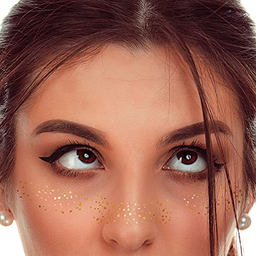 LINGPAR 3Sheets Face Tattoo Sticker Metallic Shiny Temporary Water Transfer Tattoo for Professional Make Up Dancer Costume Parties, Show
