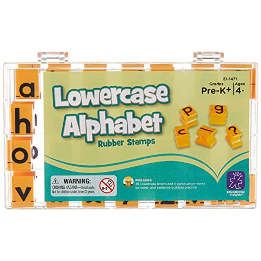 Educational Insights Alphabet Rubber Stamps - Lowercase 5/8", Set of 26 Letters and 4 Punctuation Marks: Perfect for Homeschool 