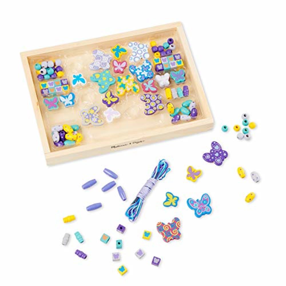 Melissa & Doug Created by Me! Butterfly Beads Wooden Bead Kit, 120+ Beads for Jewelry-Making
