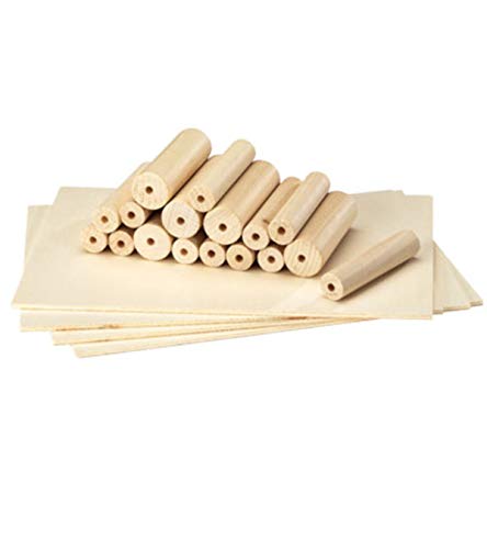 HearthSong Refill Wood Lathe Kit for Kids - Set of 12 Dowels & Wood - Woodworking Crafts, Natural Wood