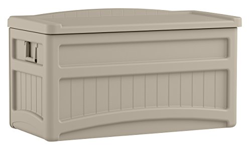 Suncast 73 Gallon Indoor/Outdoor Medium Deck Storage Box, Light Taupe