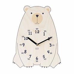 BEZIT Silent Kids Wall Clock - Non-Ticking, Decorative, Cute Wooden Clock for Nursery, Children, Toddler, Baby Room, Battery Operated 