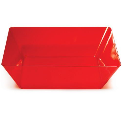 Creative Converting 053419 Translucent Red 11 inch Plastic Square Bowl 6 Counts