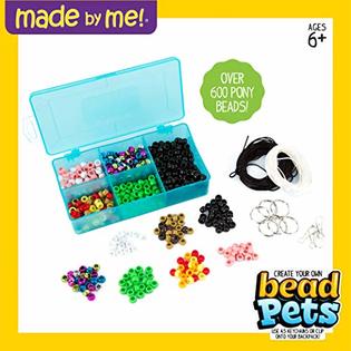 MADE BY ME Made By Me Create Your Own Bead Pets by Horizon Group Usa,  Includes Over 600 Pony Beads, 6 Key Rings, Storage Box & Much More