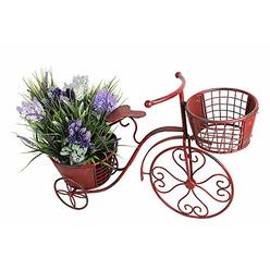 Attraction Design Tricycle Plant Stand Bicycle Planter, Iron Plant Stand Flower Pot Cart Holder Indoor Outdoor Home Garden Patio Decor, 27.5" x 9.