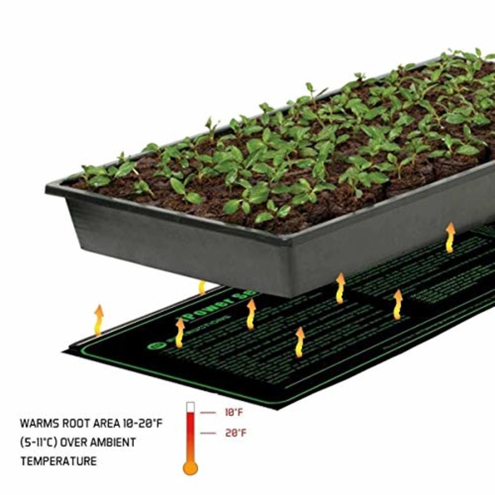 iPower GLHTMTS Durable Waterproof Seedling Heat Mat Warm Hydroponic Plant Germination Starting Pad, 10" x 20.5", Black