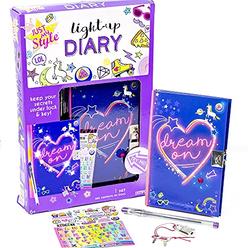 Just My Style Light Up Diary – Personalized Journal With Lock and Key – Light-Up Diary - Gel Pen Diary For Kids Ages 6 And Up