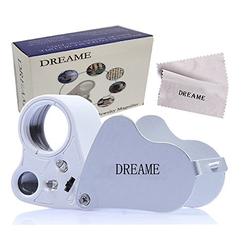DREAME 30X 60X LED Light Illuminated Jewelers Eye Loupe Magnifier, Foldable Jewelry Magnifier for Gems Jewelry Rocks Stamps Coin