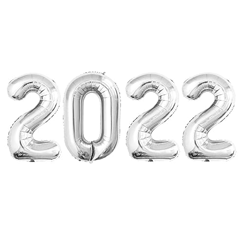 GOER 42 Inch 2022 Silver Foil Number Balloons for 2022 New Year Eve Festival Party Supplies Graduation Decorations