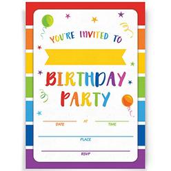 Printed Party Birthday Party Invitations, 20 Invitations and Envelopes, Rainbow Party Invites, Ideas, and Supplies