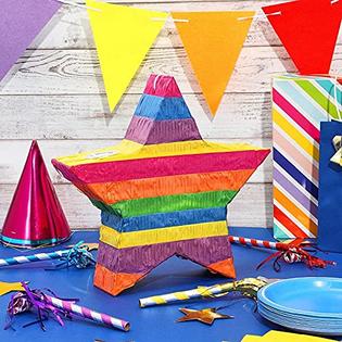 Blue Panda Small Rainbow Star Pinata for Cinco De Mayo, Kids Birthday