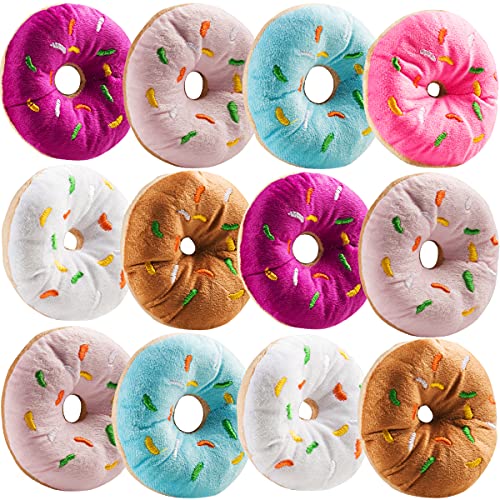 Bedwina Plush Donuts with Sprinkles - (Pack of 12) 1 Dozen Stuffed Donut Pillow Toy Party Favors, Donut Party Supplies Decoratio