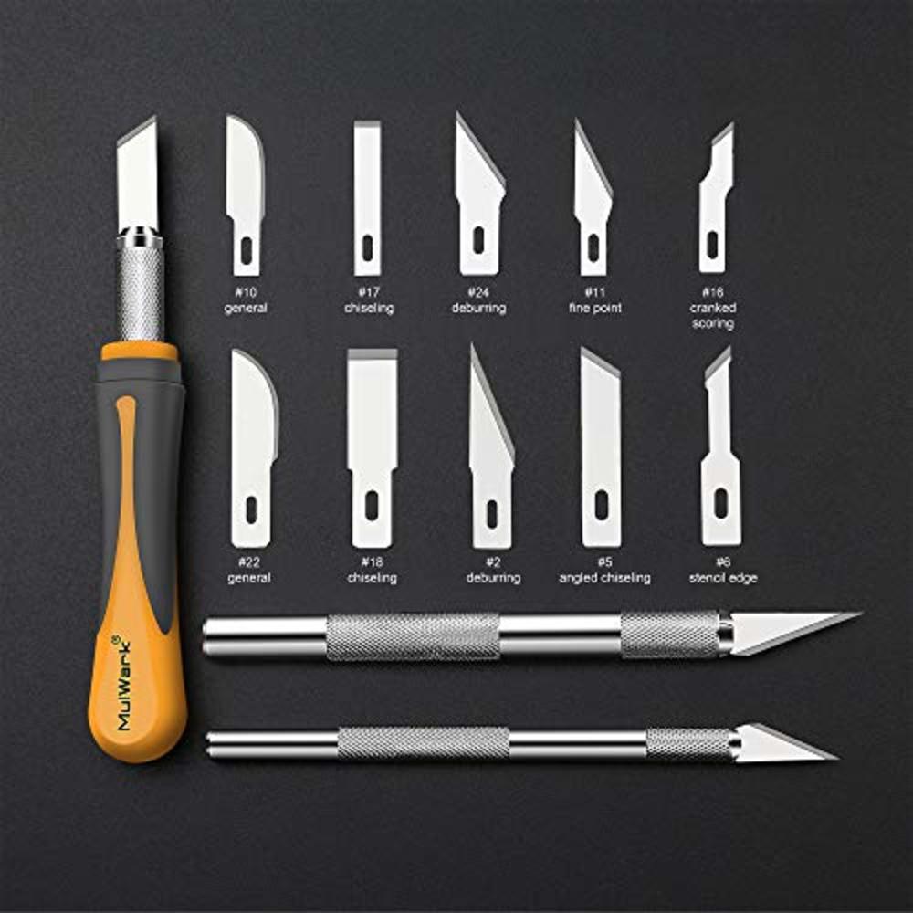MulWark 16pc Precision Craft Hobby Utility Exacto Knife Set- Sharp Razor Knives Tool for Architecture Modeling, Scrapbooking, Fe