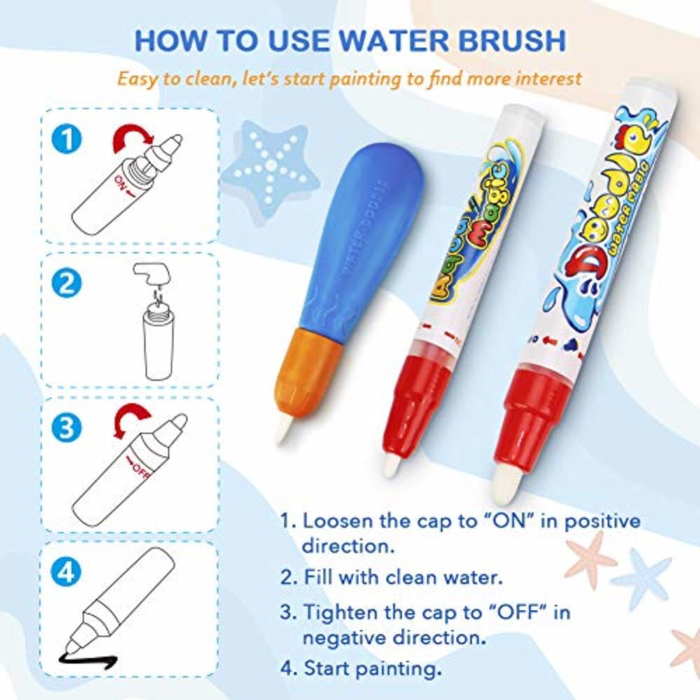 TOYK Water Doodle Mat - Kids Painting Writing Doodle Toy Mat - Color Doodle Drawing Mat Bring Magic Pens Educational Toys for Age 2 3