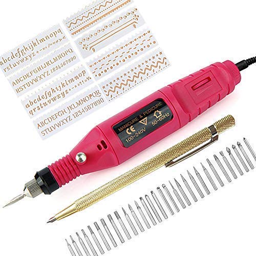 Afantti Electric Micro Engraver Pen Mini DIY Engraving Tool Kit for Metal Glass Ceramic Plastic Jewelry with Scriber Etcher 30 B