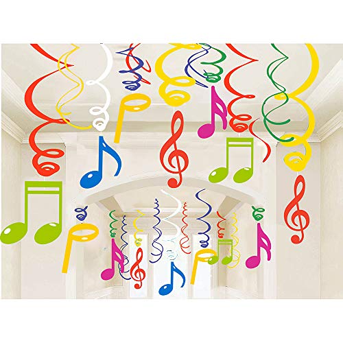WishLife 30Ct Colorful Music Sign Hanging Swirl Decorations - Music Sign Birthday Party Supplies Fan Decors