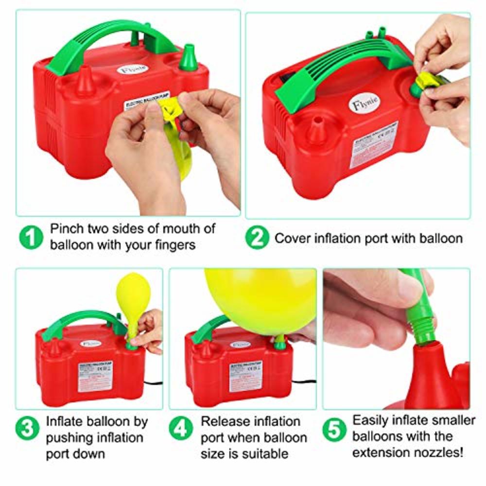 Flynie Electric Balloon Pump Air Balloon Pump Lower Noise Portable Electric Balloon Inflator Blower Dual Nozzle for Party Decoration 11
