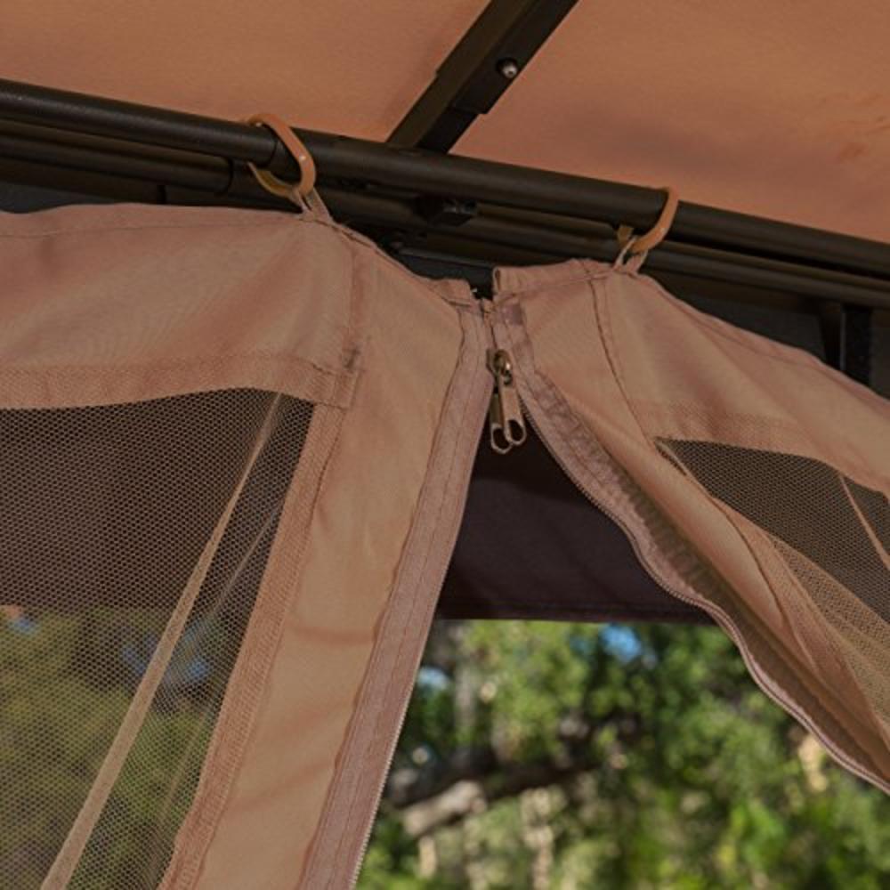Great Deal Furniture Sonoma | Outdoor Fabric/Steel Gazebo Canopy | in Light Brown