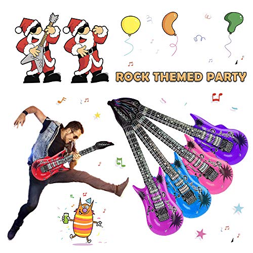 HomeMall 10 Colors 35 Inch Inflatable Guitar Toy, Rock Star Inflatable Electric Colorful Guitar, Rock N Roll Party Favor for 80s