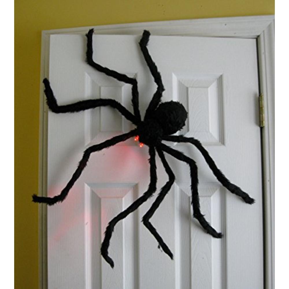 Prextex Halloween Giant Spider with Light Up Eyes Decorations 4 Ft Hairy Spider Prop with LED Red Eyes for Best Indoor / Outdoor Hallowe