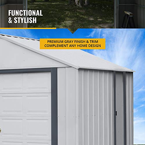 Arrow Shed 12 x 10 Murryhill Garage Galvanized Steel Extra Tall Walls Prefabricated Shed Storage Building, 12 x 10, Flute Gray