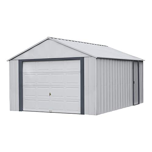 Arrow Shed 12 x 17 Murryhill Garage Galvanized Steel Extra Tall Walls Prefabricated Shed Storage Building, 12 x 17, Flute Gray