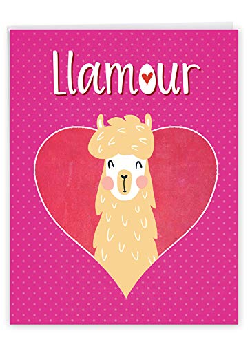 NobleWorks - Large Valentines Day Card Funny (8.5 x 11 Inch) - Vday Humor, Big Greeting Notecard for Valentine - Llamour Llama J