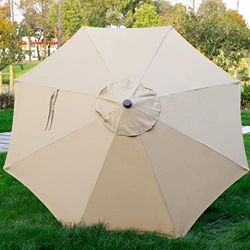 Blissun 9 Outdoor Market Patio Umbrella with Push Button Tilt and Crank, 8 Ribs (Tan)
